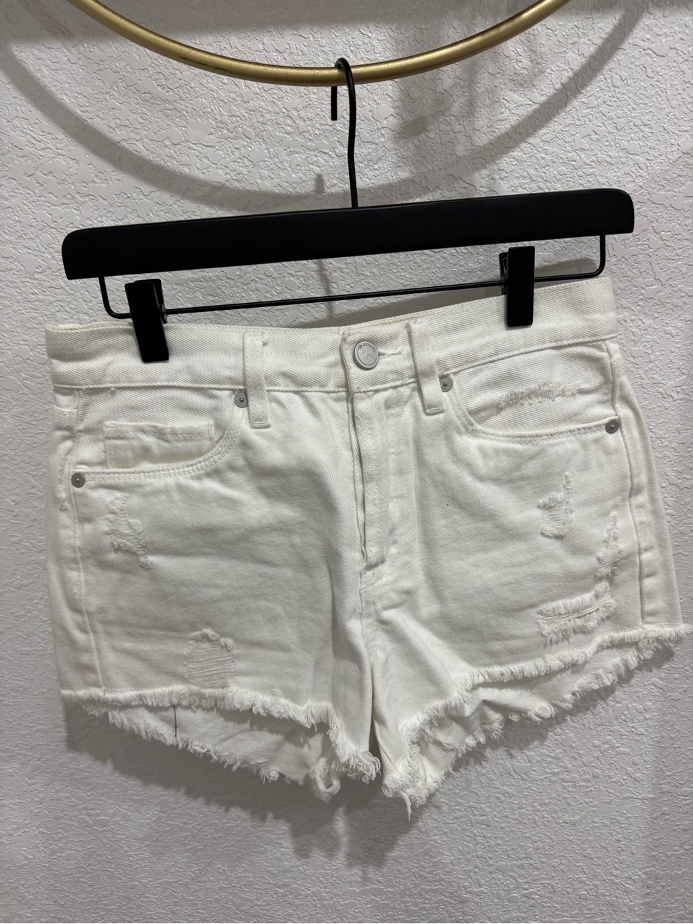 Blank NYC White Distressed Denim Cutoff Shorts